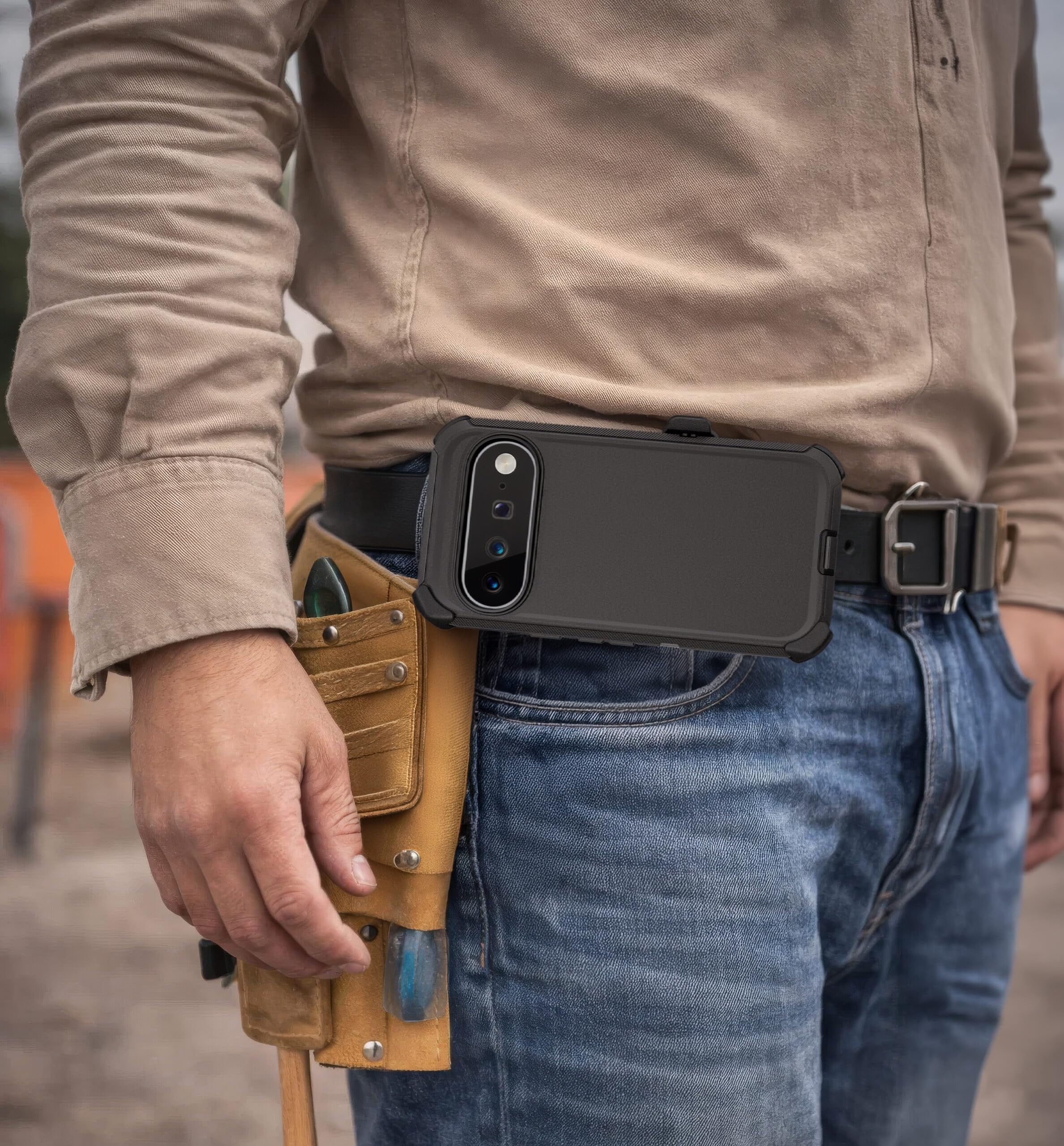 Encased Custodia magnetica per Google Pixel 11 Pro XL con clip da cintura | Protezione a doppio strato • Pellicola protettiva in vetro temperato • Compatibile con PixelSnap • Nero