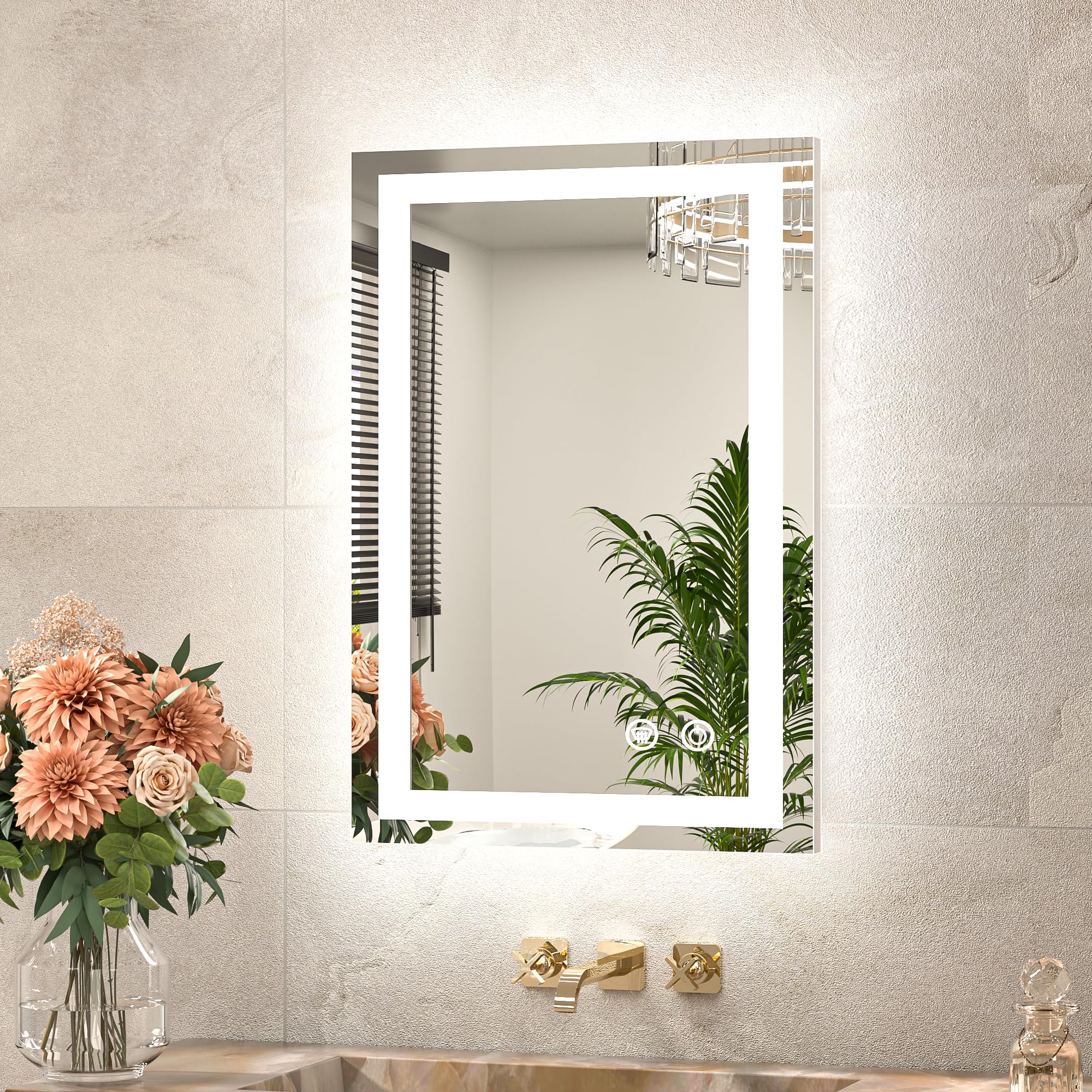 Photo 1 of *** LED light nonfunctional and missing parts ***
TETOTE LED Bathroom Mirror with Lights 48 x 36 Brighter Light up Mirror for Bathroom Vanity, Front and Backlit Lighted Antifog Mirror Wall Mounted, 3-Color Dimmable, Waterproof, Tempered Glass