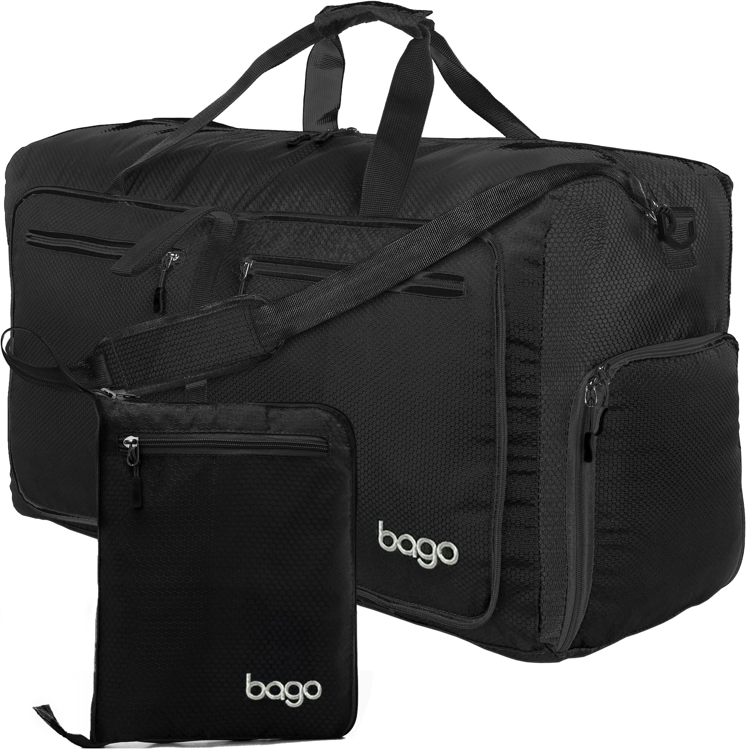 Bago Large Duffle Bag for Travel Women & Men. Durable Lightweight Foldable Travel Duffel Bags For Traveling Women. 80L Duffle Bags For Overnight Bag With Shoe Compartment Collapsible Weekender duffel