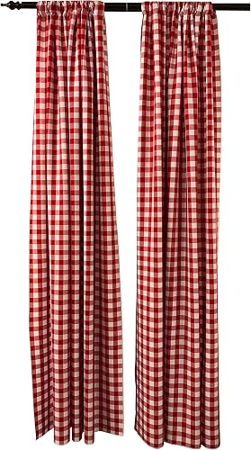 LA Linen Polyester Gingham Checkered Backdrop 58 by 96-Inch, Red/White, 2 Peice