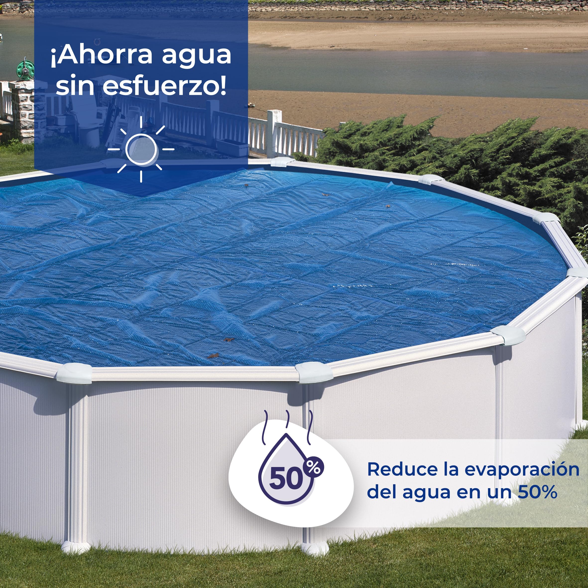 Gre CVP900 - Cobertor de Verano para Piscina Ovalada de 910x460 cms, Color Azul