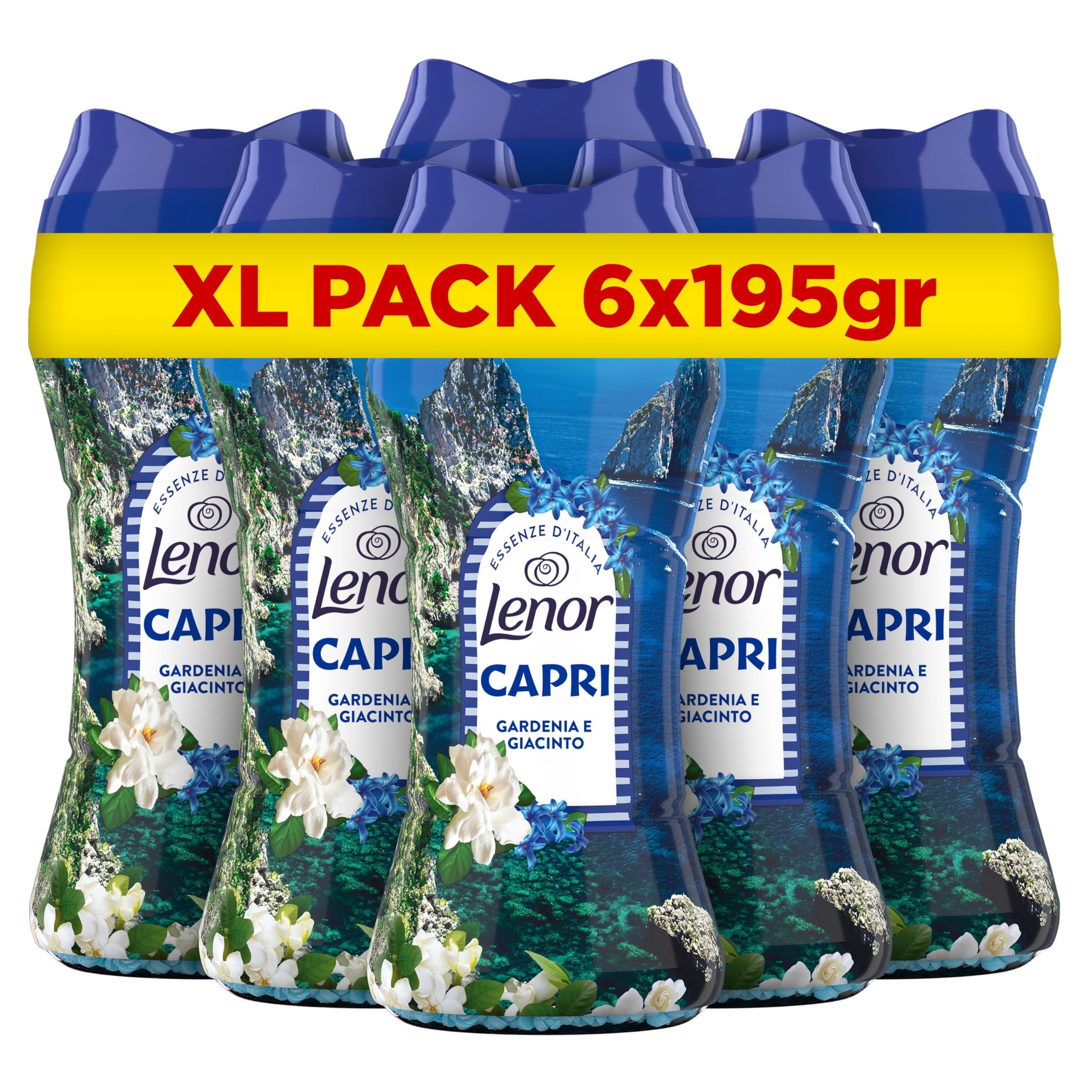 Lenor Profumatore Bucato Lavatrice, Perle Profumate, Capri, Maxi Formato 6 x 195g, Intensificatore Di Profumo