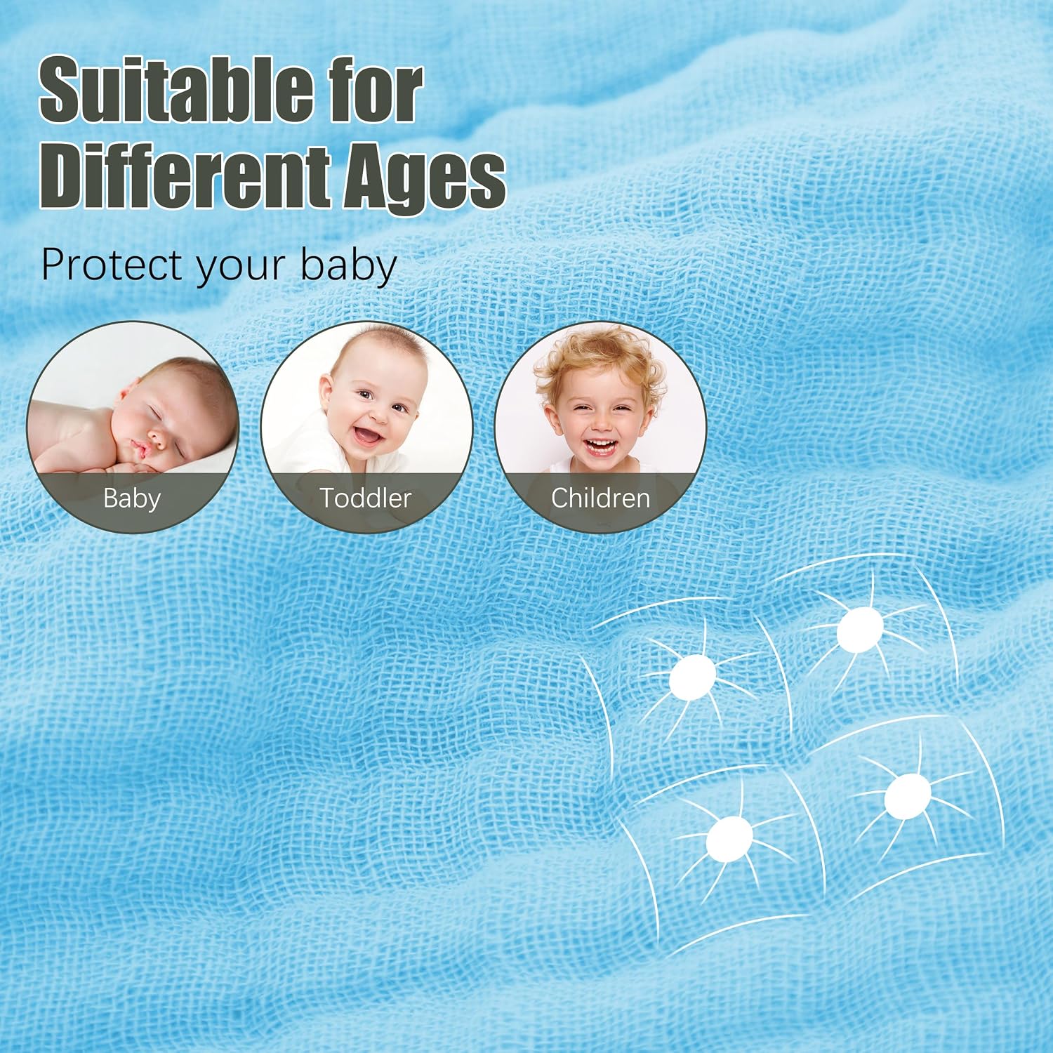 Spotted Play 2 Pack Hooded Baby Towels - 100% Muslin Cotton for Newborns, Infants, Toddlers, and Kids - Large 32x32Inch Size - Highly Absorbent and Essential for Newborn Care, White and Aqua