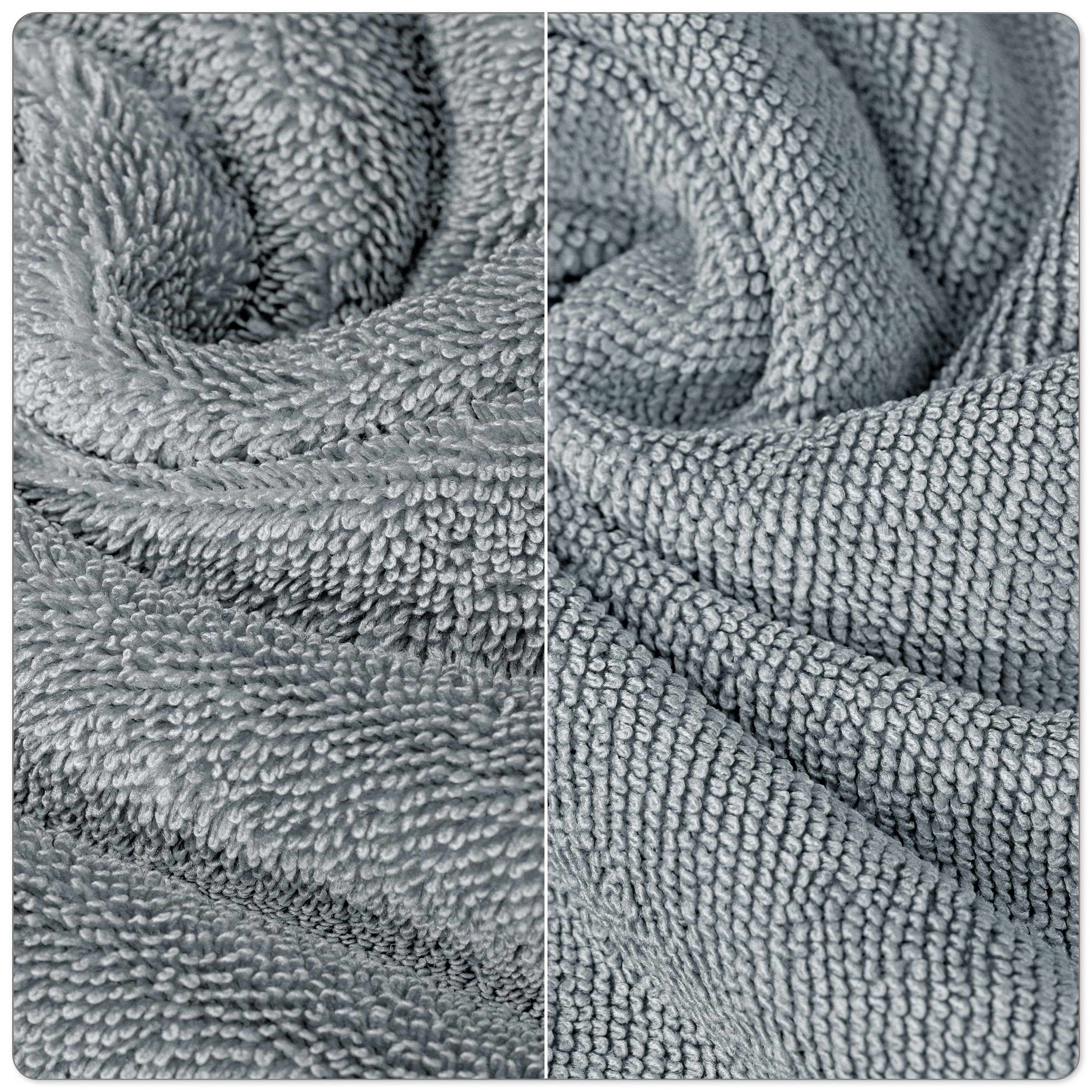 POLYTE Terry Twist Weave Microfiber Oversize Quick Dry Lint Free Bath Towel, 60 x 30 in, Pack of 2 (Gray)