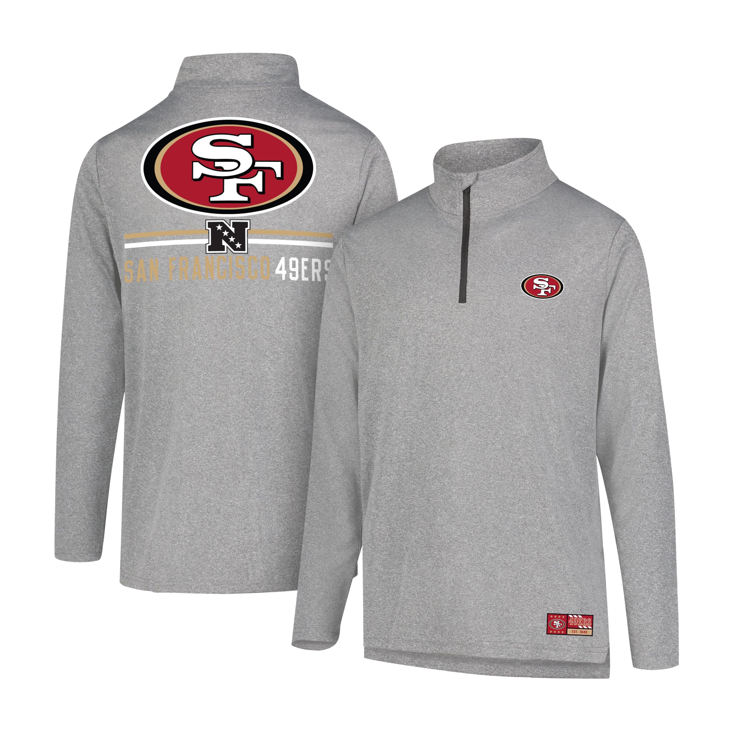 Ultra Game Men's NFL Official Super Soft Quarter Zip Long Sleeve T-Shirt
