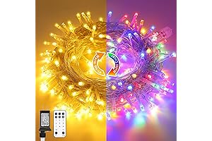 Multicolored and Warm White 200 LED String Lights by Novtech: Illuminate Your Christmas Display
