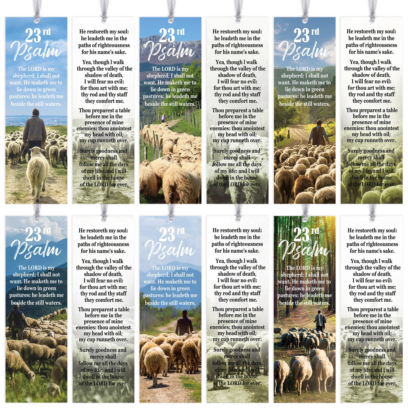Dispowreath 60 Pcs Shepherd's Staff Bookmarks Religious 23rd Psalm Bookmarks Church Exchange Gifts for Men & Women Sunday School Vbs Church Prizes Party Favors — image 1