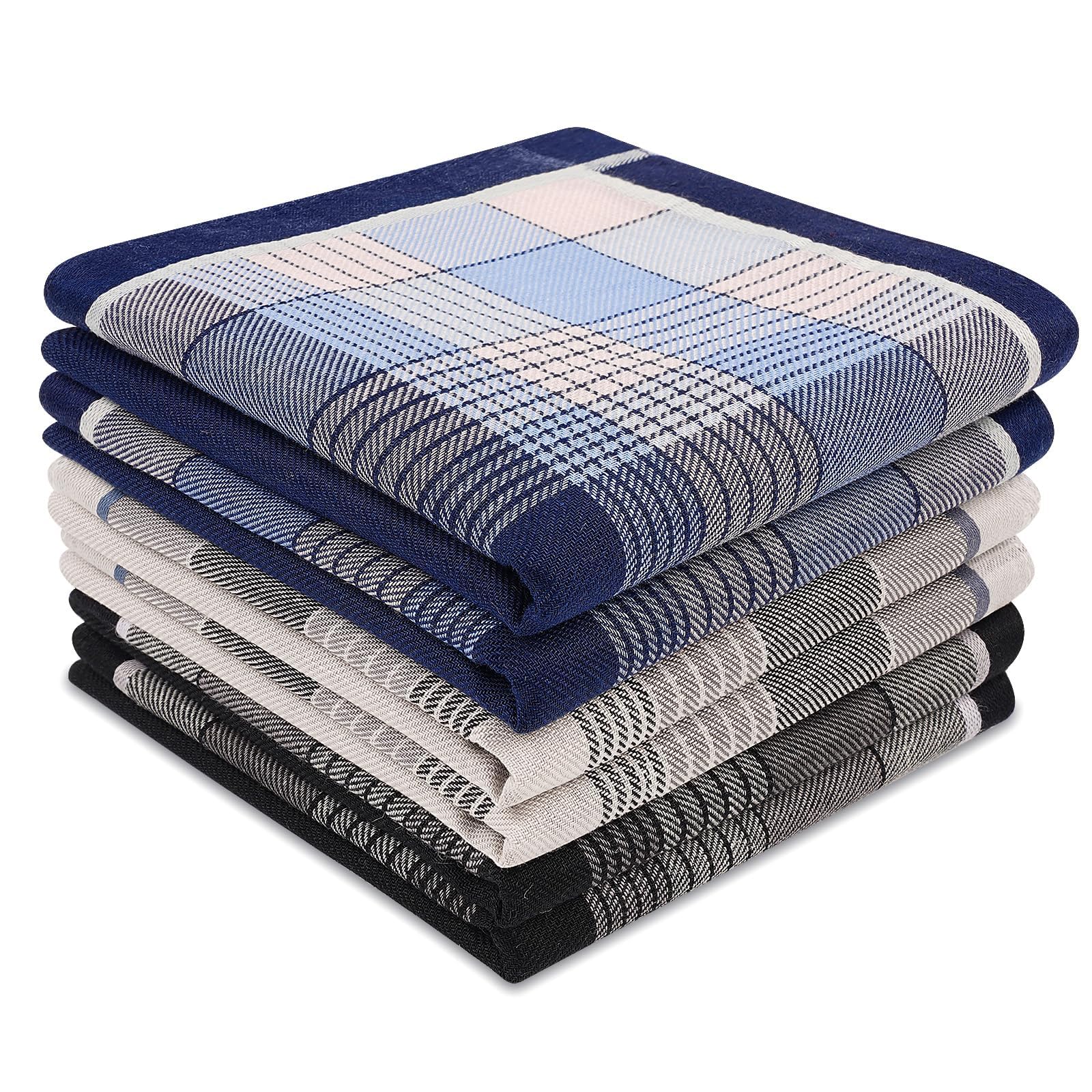 KASTWAVE Men's Selected Hanky 100% Cotton Handkerchiefs, 12 Pcs, 3 Style