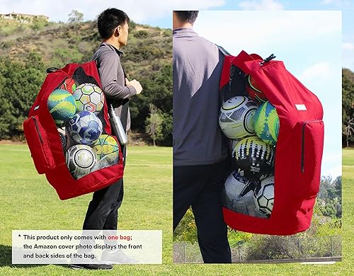 Miniatura 2 de Fitdom Bolsa de pelota de equipo de malla de fútbol XL resistente con diseño de correa de hombro ajustable para entrenador. Con un bolsillo frontal