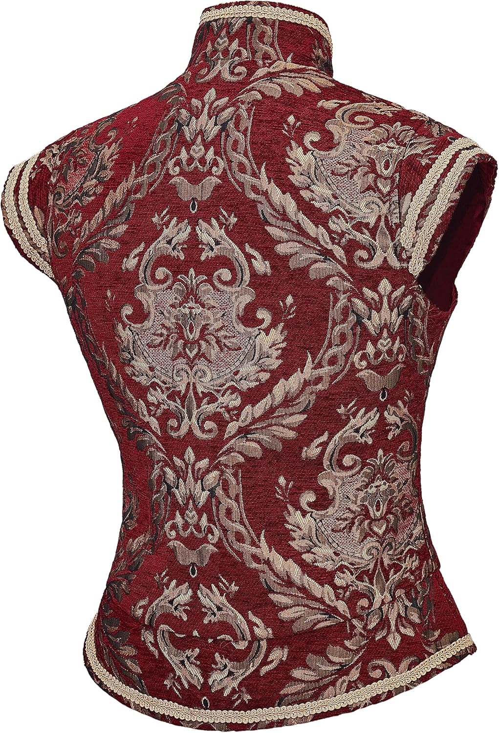 CosplayDiy Mens Tudor Vest Victorian Suit Vest Tudor Jerkin Gothic Steampunk Waistcoat - Image 4