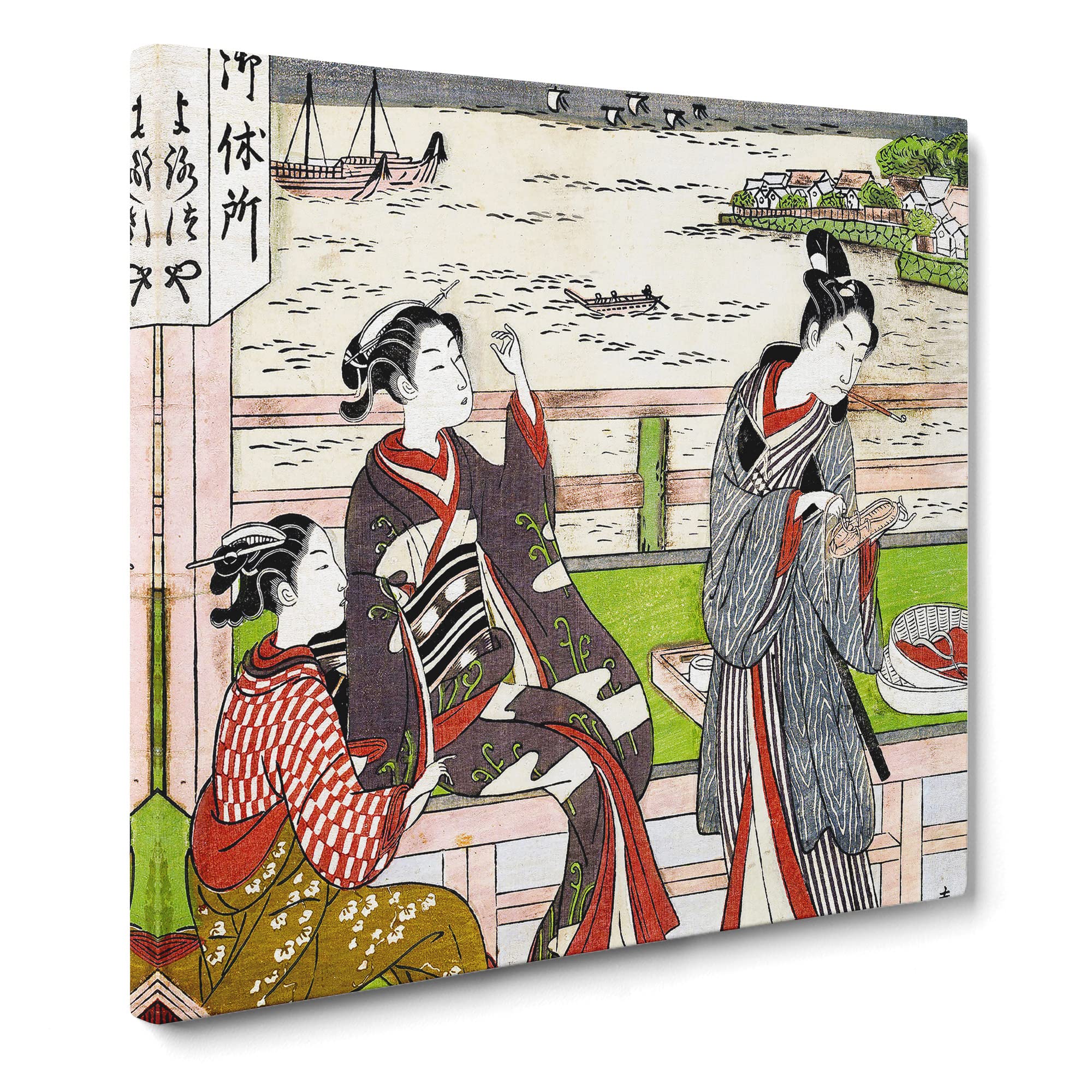 Two Women at a Teahouse by Harunobu Suzuki Canvas Print, Mixed, 35L x 35W cm