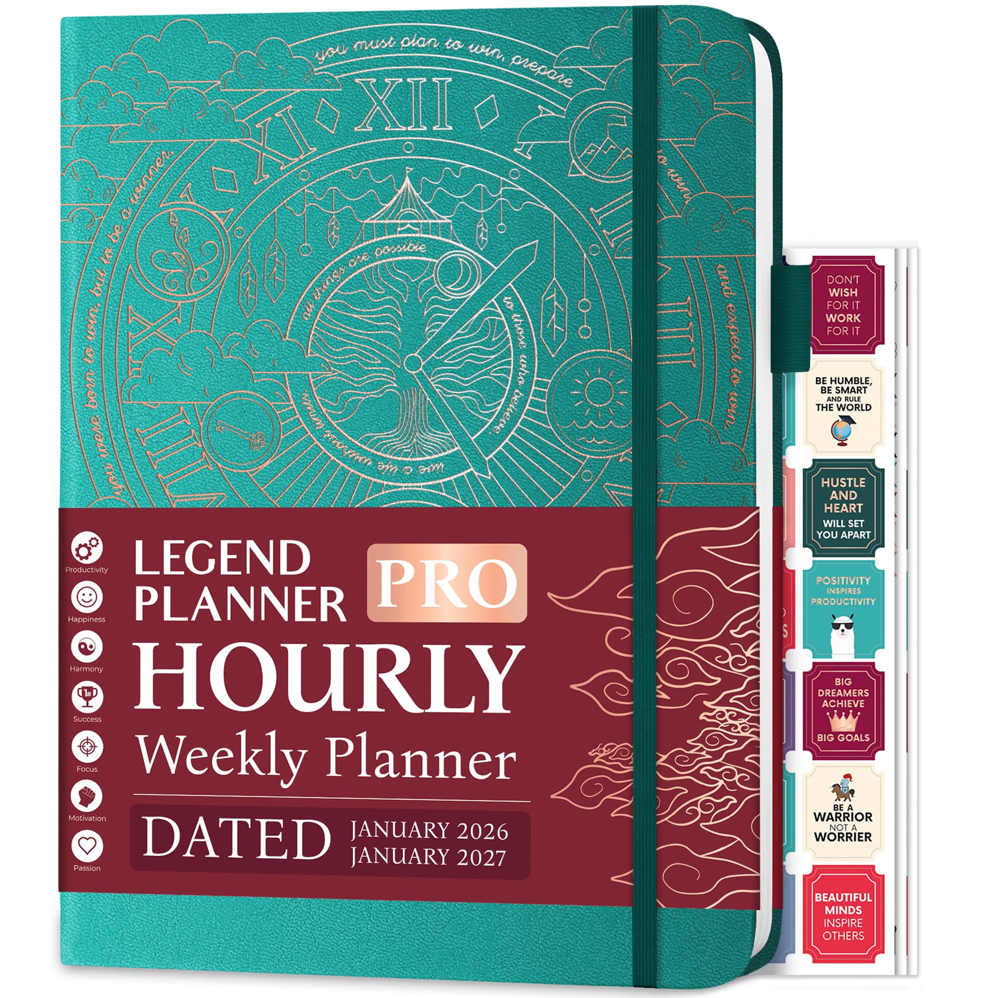 Legend Hourly Schedule Planner PRO Dated Jan 2024-Jan 2025 Deluxe Weekly & Daily Organizer with Time Slots Appointment Journal, A4 Hardcover, Viridian Green Gold Foil, A4 (8.5'' x 11'') (LPSPD-2024) โ image 1