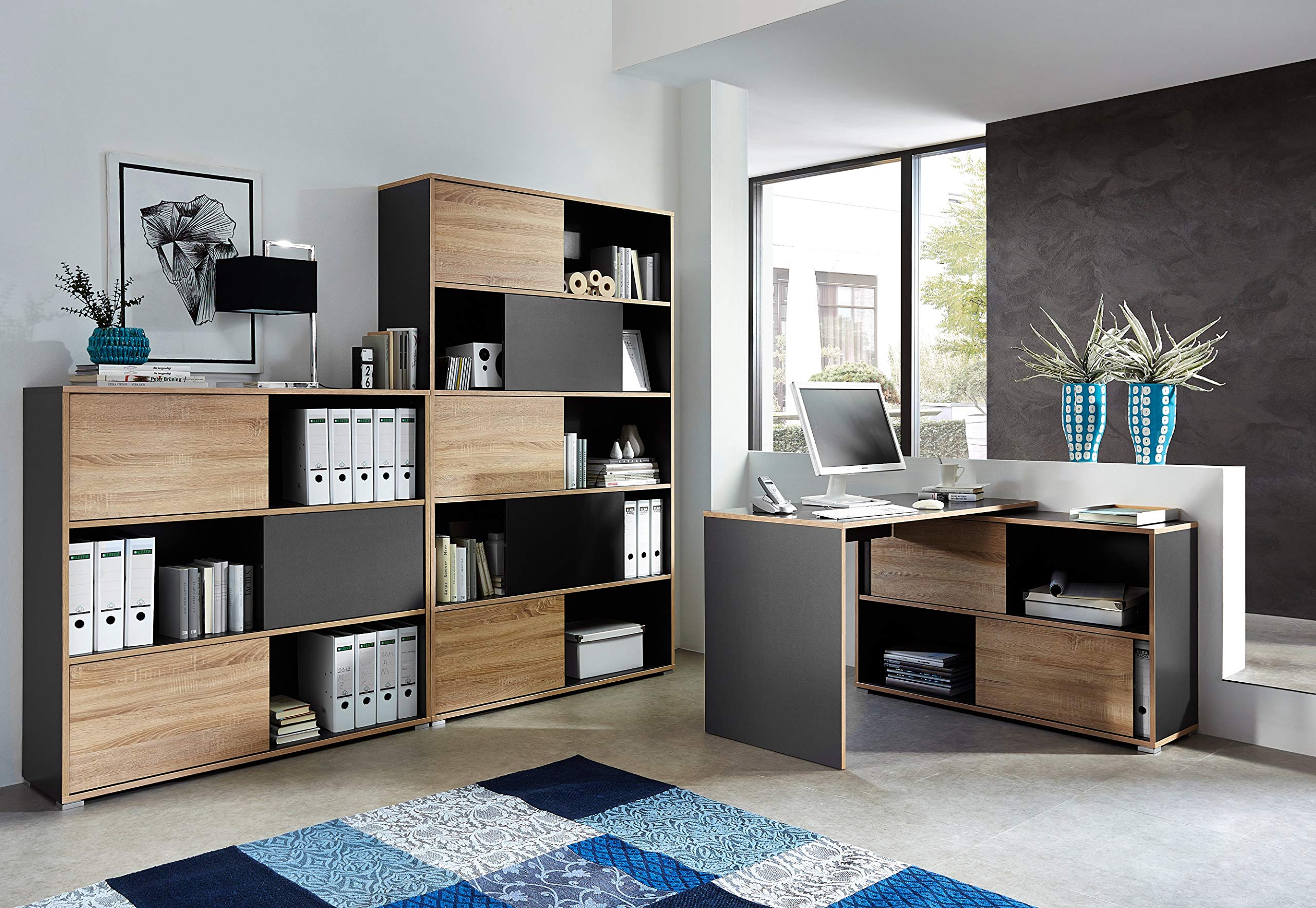 GERMANIA DIE MÖBELMACHER GW-Slide 4036-161 Scrivania, Anthracite/Rovere Sonoma, (L/H/P), 120 x 76 x 120 cm