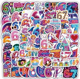 60pcs Neon Rizz Stickers with Sigma Energy & 67 Vibes - Waterproof Vinyl Decals for Laptops, Phones, Water Bottles - Trendy Gen Z Aesthetic Pack