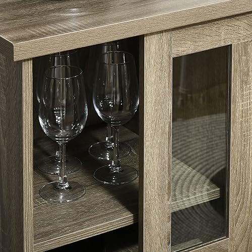 Miniatura 7 de HOMCOM Moderno gabinete de buffet con puerta corrediza, gabinete de bar de vino con almacenamiento, gabinete de almacenamiento de cocina con