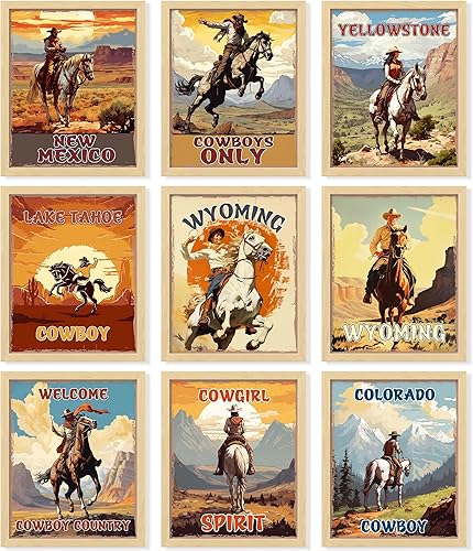 97 Decor Western Cowboys - Póster de vaquero vintage, decoración de pared del oeste de vaquero para dormitorio, imágenes del suroeste, impresiones