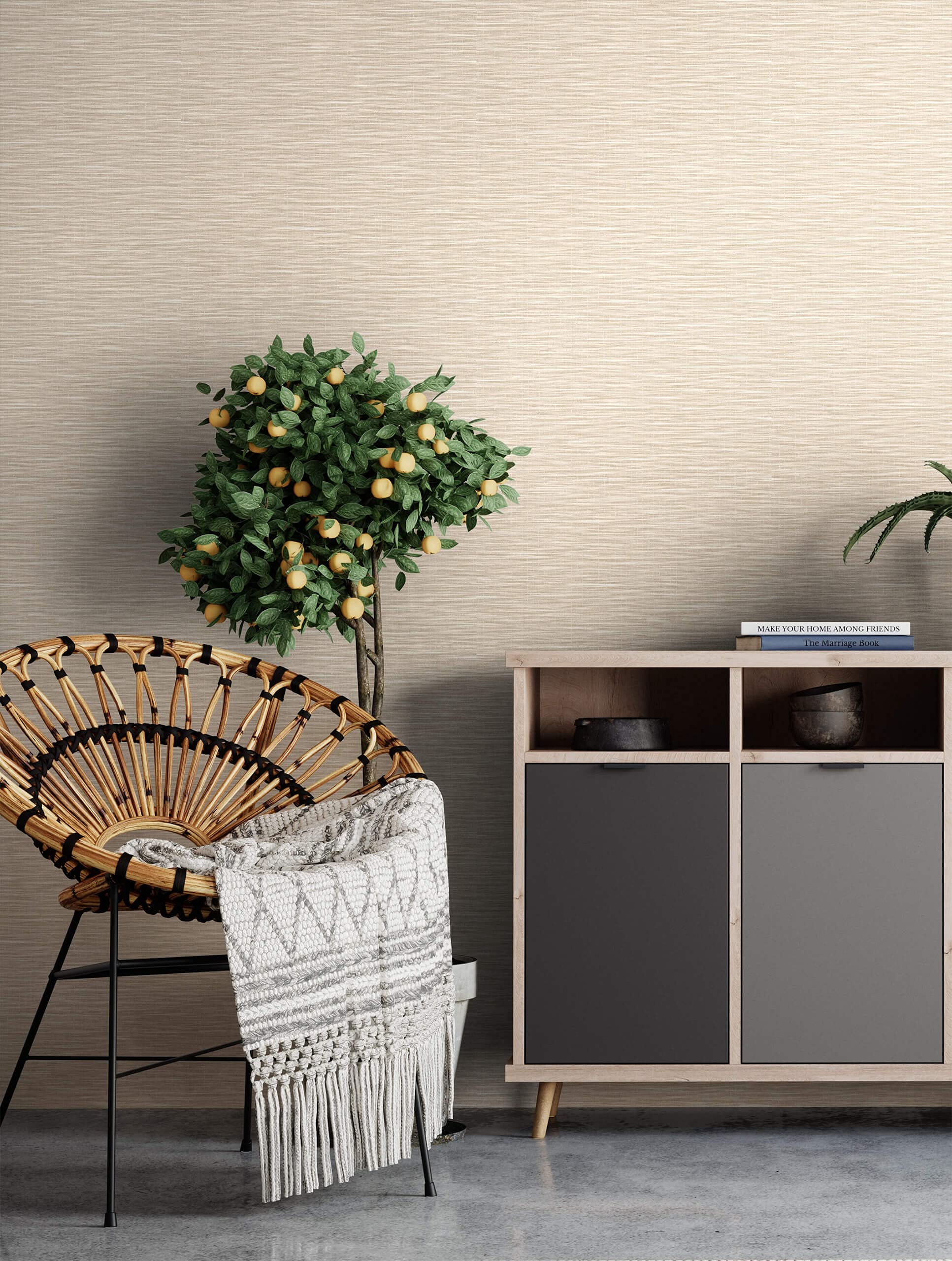 Newroom Tapete Beige Vlies Textiloptik - Modern Uni Struktur für Wohnzimmer Schlafzimmer Küche Flur Büro