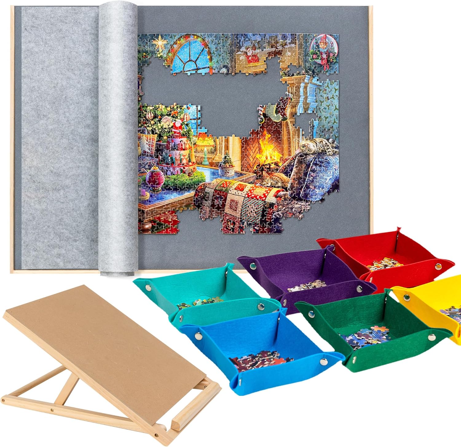 Sancallie 1500 Pieces Puzzle Board & Bracket Set/Wooden Puzzle Board Kit/Jigsaw