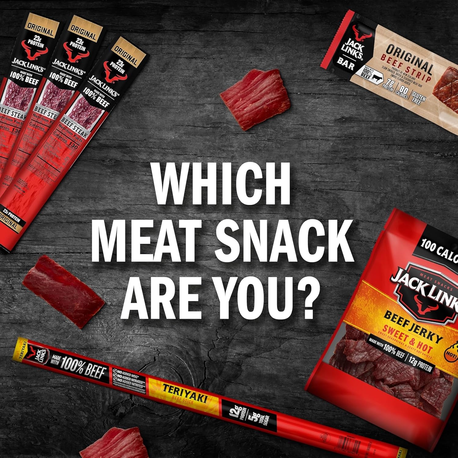 Jack Link's Beef Jerky, Peppered and Sweet & Hot Bundle, Half Pounder Large Jerky Bags – Flavorful Meat Snack, Ready to Eat Protein Snacks with 9g of Protein Per Serving, Made with 100% Beef