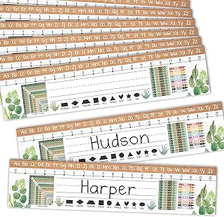 Desk Name Tags for Classroom -25 Student Name Plates for Classroom Kindergarten, Preschool, 1st, 2nd & 3rd Grade, 13x3 Teacher Nameplates for Student Desks, Farmhouse Nametags