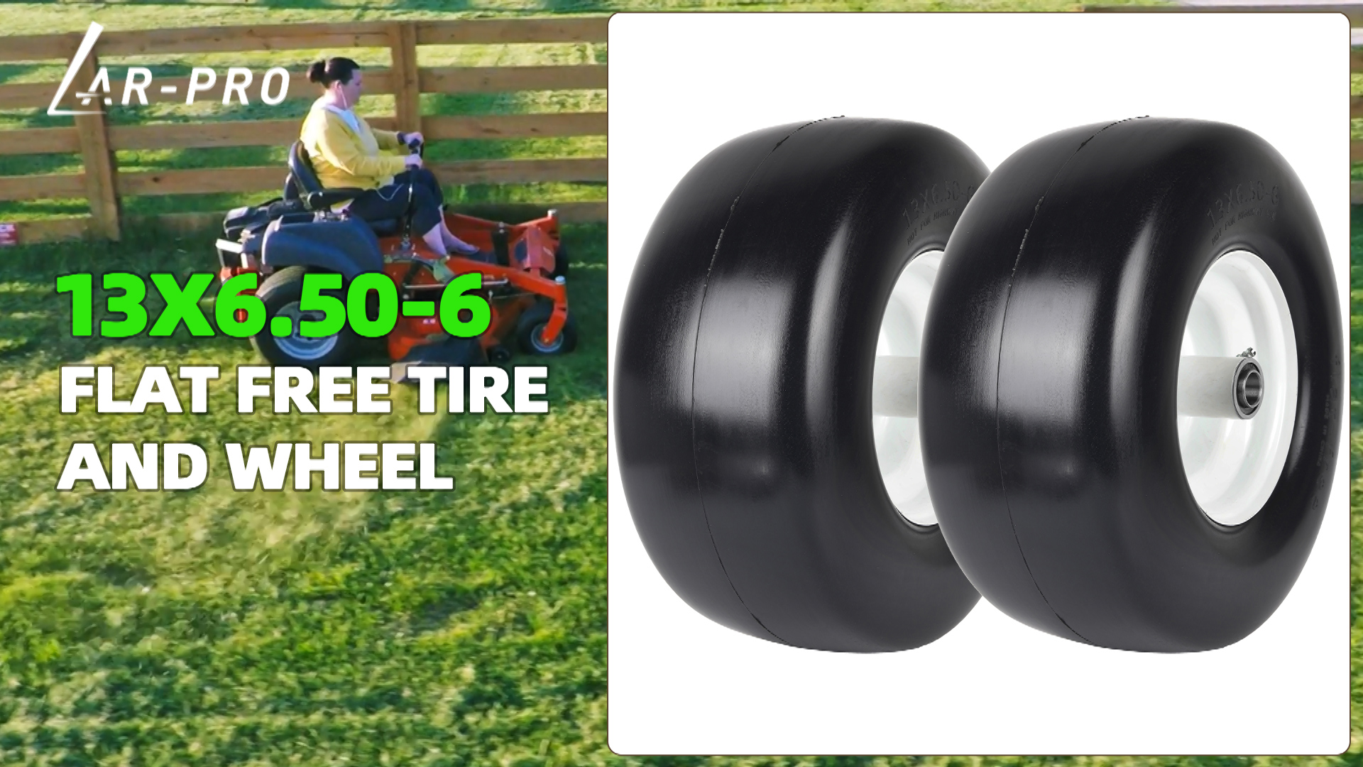 AR-PRO (2-Pack) 13x6.50-6 Flat Free Tire and Wheel - Universal
