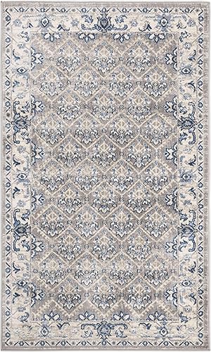Miniatura 2 de SAFAVIEH Brentwood Collection BNT869G - Alfombra oriental envejecida no desprende pelusa, 3 x 5 pies, gris claroazul