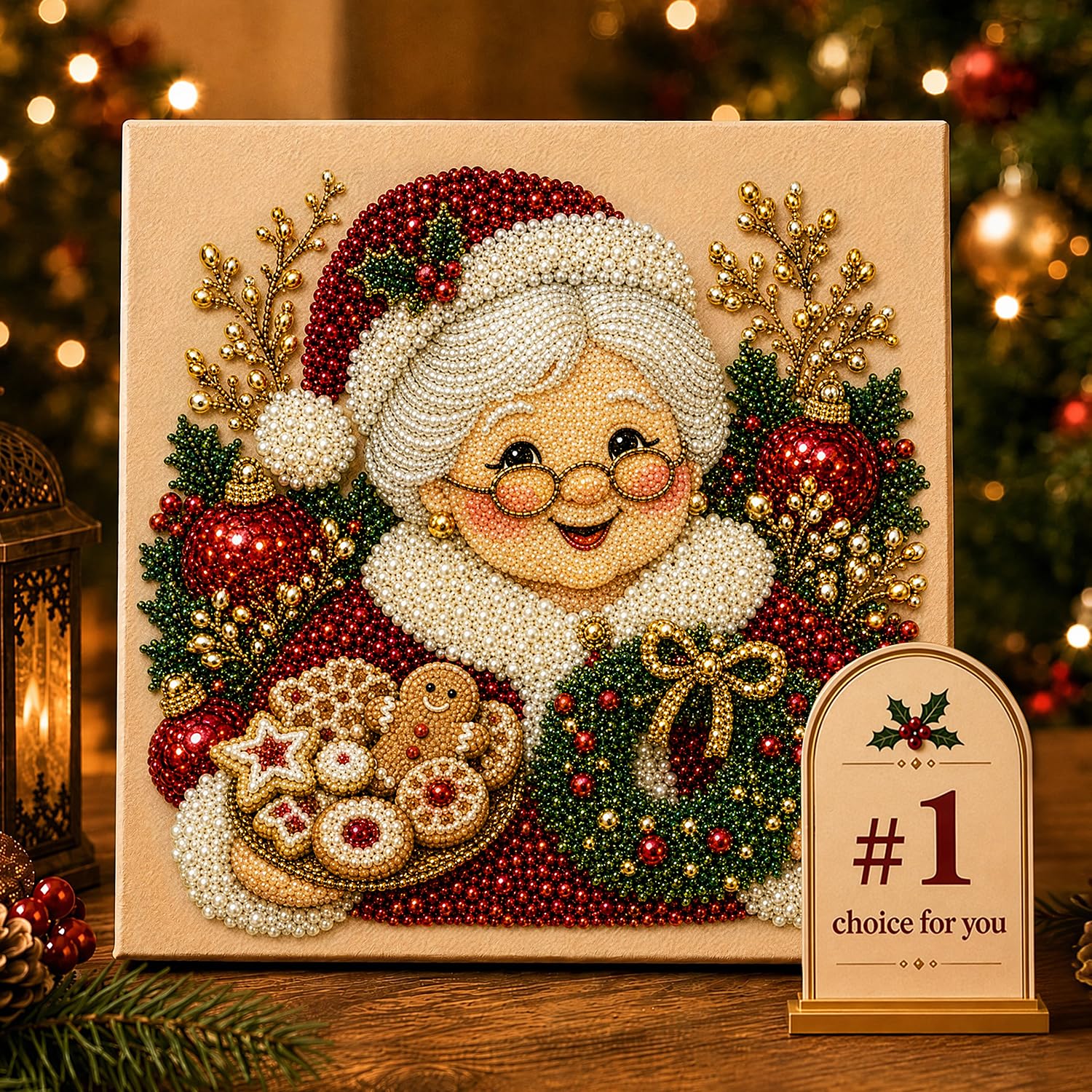 R Diy Christmas Pearl Diamond Painting Art Kit, Christmas Pearl Beads Art Craft Fo Adults, Gemstone Diamond Dots Fo Home Wall Deco, Relaxing Creative Hobby (R)