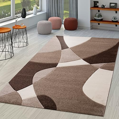 Miniatura 4 de Paco Home Alfombra moderna con diseño artístico en marrón crema, tamaño 2'8" x 9'10"