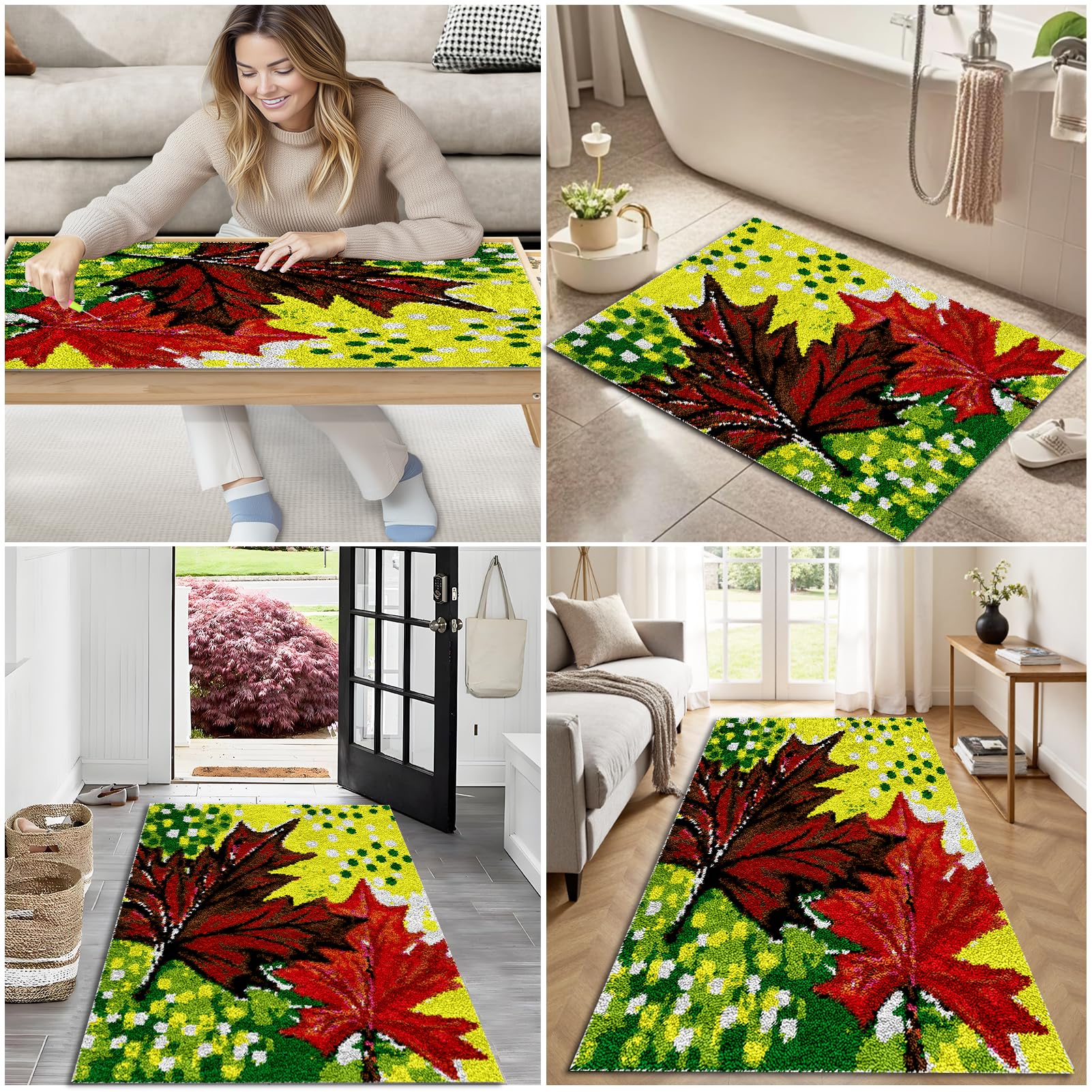 69 x 102 cm zestaw dywaników z haczykami zestawy dywaników zestaw do haftu krzyżykowego dla dorosłych zestawy dywaników z haczykiem zatrzaskowym, zatrzask dywan do robienia gobelinów 3D gobelin