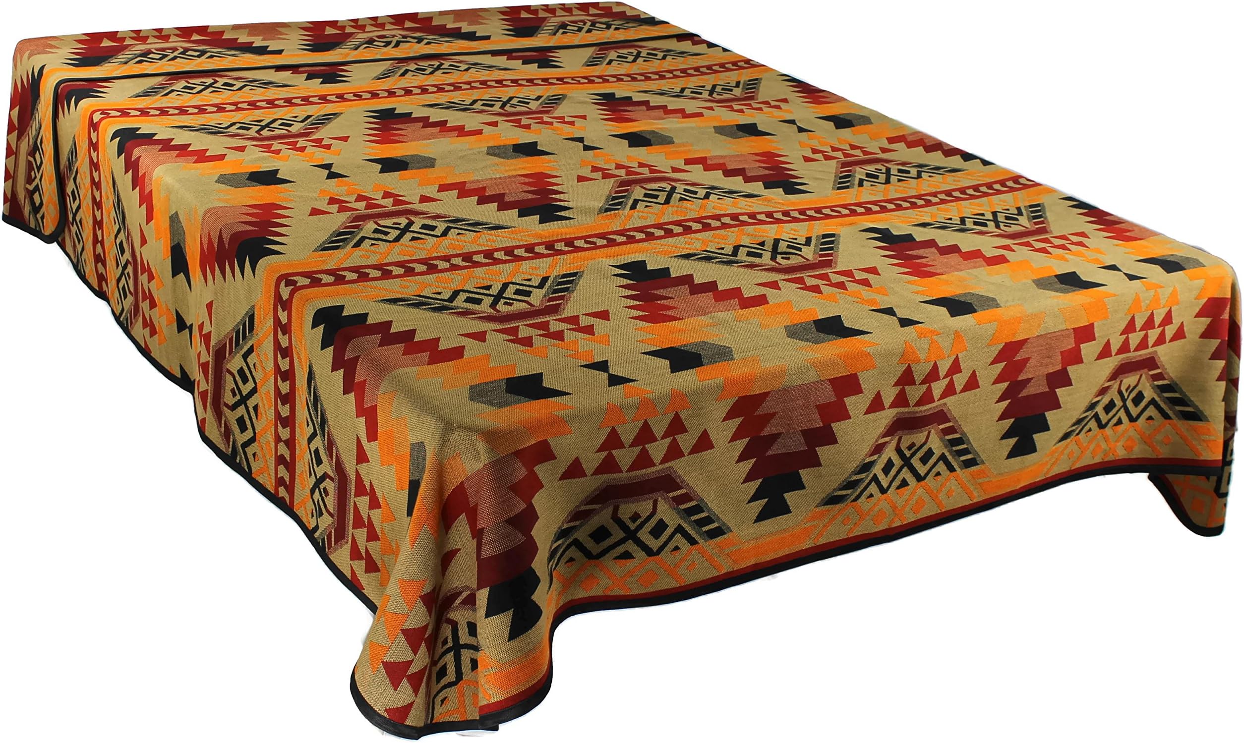 Splendid Exchange Southwestern Bedding Trail Blazer Collection, Mix Match, Queen/Full Size Reversible Bedspread, Shimmering Stone Tan Red