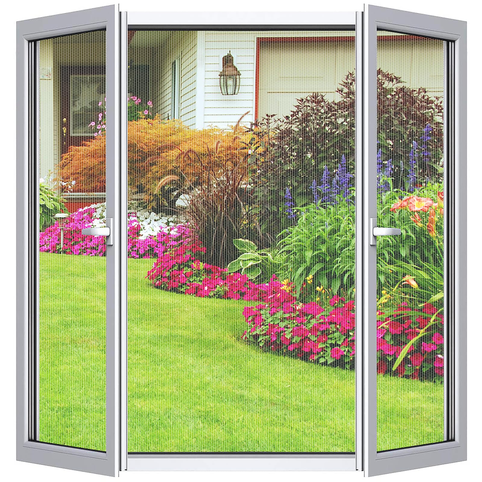 Fliegengitter Fenster 2er Set 250 x 150 cm | DIY zuschneidbar ohne Bohren, Klebemontage | Insektenschutz Fenster Fliegenvorhang Moskitonetz | mit Schneidewerkzeug | transparent, feinmaschig, Weiß