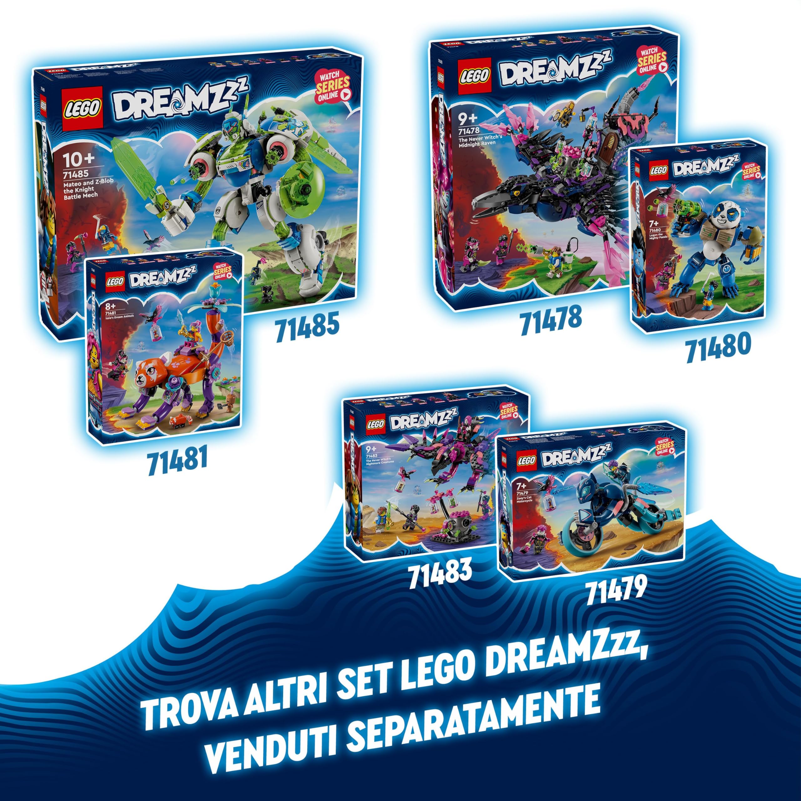 LEGO DREAMZzz 2 in 1 Dinosauro Robot C-Rex di Cooper, Action Figure di T.Rex Giocattolo Trasformabile in Pterodattilo con Parti Snodabili e 4 Minifigure, Giochi Creativi per Bambini e Bambine 71484