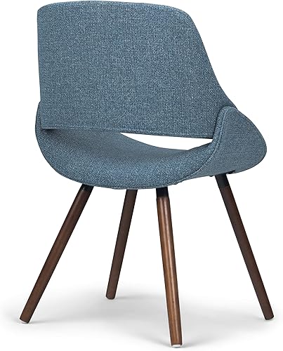 Miniatura 9 de SIMPLIHOME Malden - Sillas de comedor – Silla de cocina tapizada con marco de madera curvada y tela tejida en color azul mezclilla, asiento de