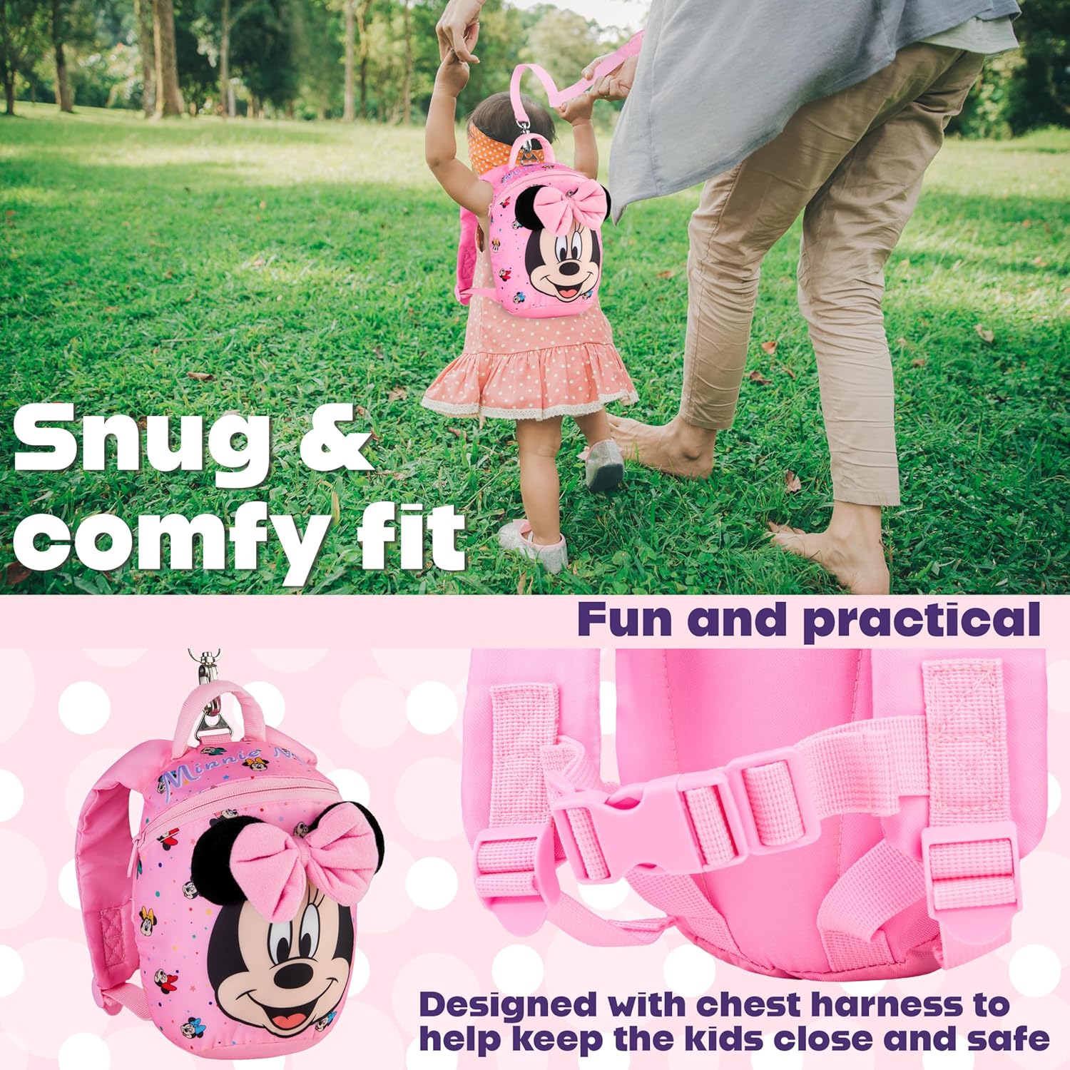 Disney Minnie Mouse Backpack with Toddler Safety Kuwait Ubuy