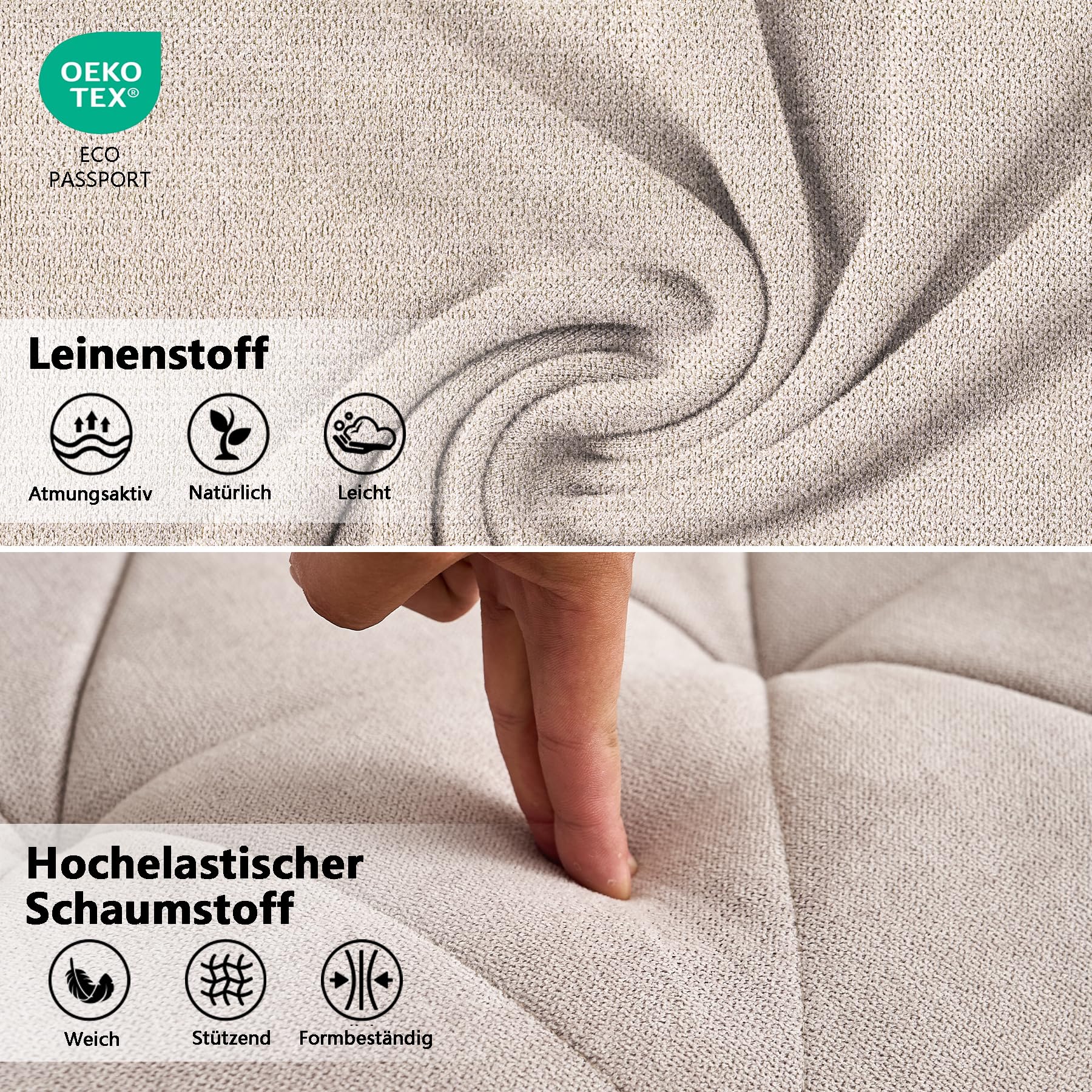 GrandCA HOME 6er-Set Esszimmerstühle, nordische Küchenstühle mit Griffen, für Esszimmer, Wohnzimmer, Metallbeine und Polsterung mit Rautenmuster (Beige)