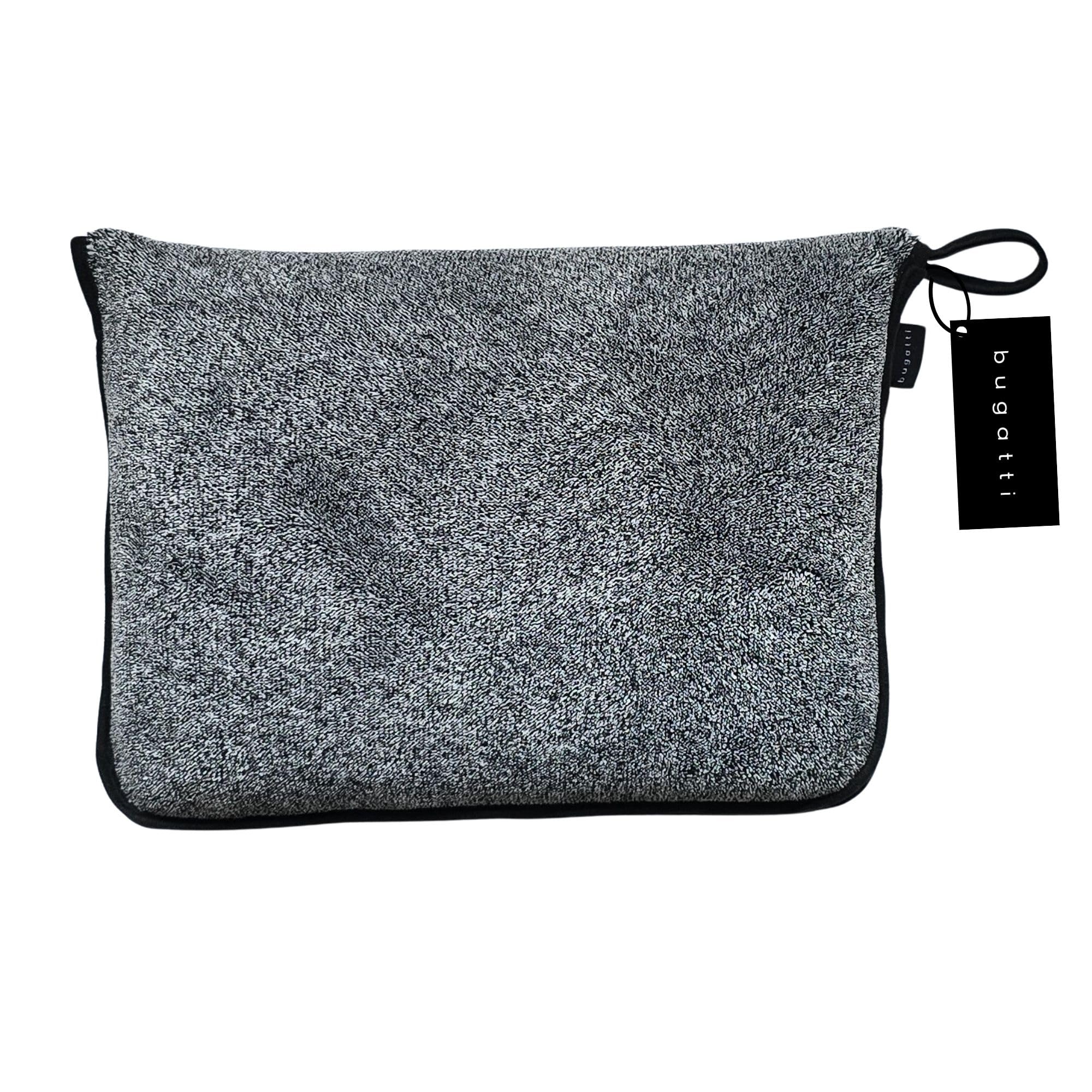 bugatti Reisedecke 130x150 cm - Reisekissen inkl. Decke, kuschelig weich & warm, Reise Decke grau