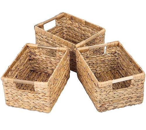 Natural Water Hyacinth storage basket with Handle, Rectangular Organizing Basket