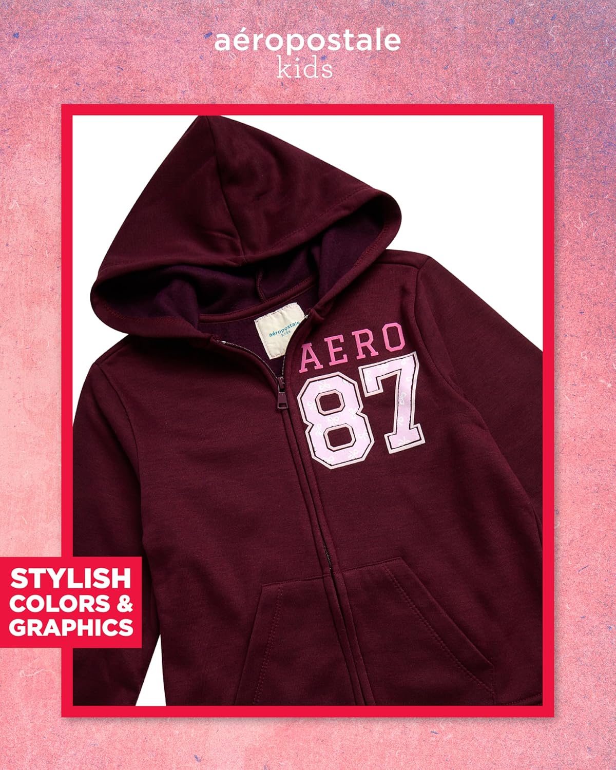 AEROPOSTALE Girls Tracksuit - 2 Piece Cozy Fleece Zip Up Hoodie and Jogger Sweat Pants - Sweat Suit for Girls (Sizes: 4-12) - Image 3