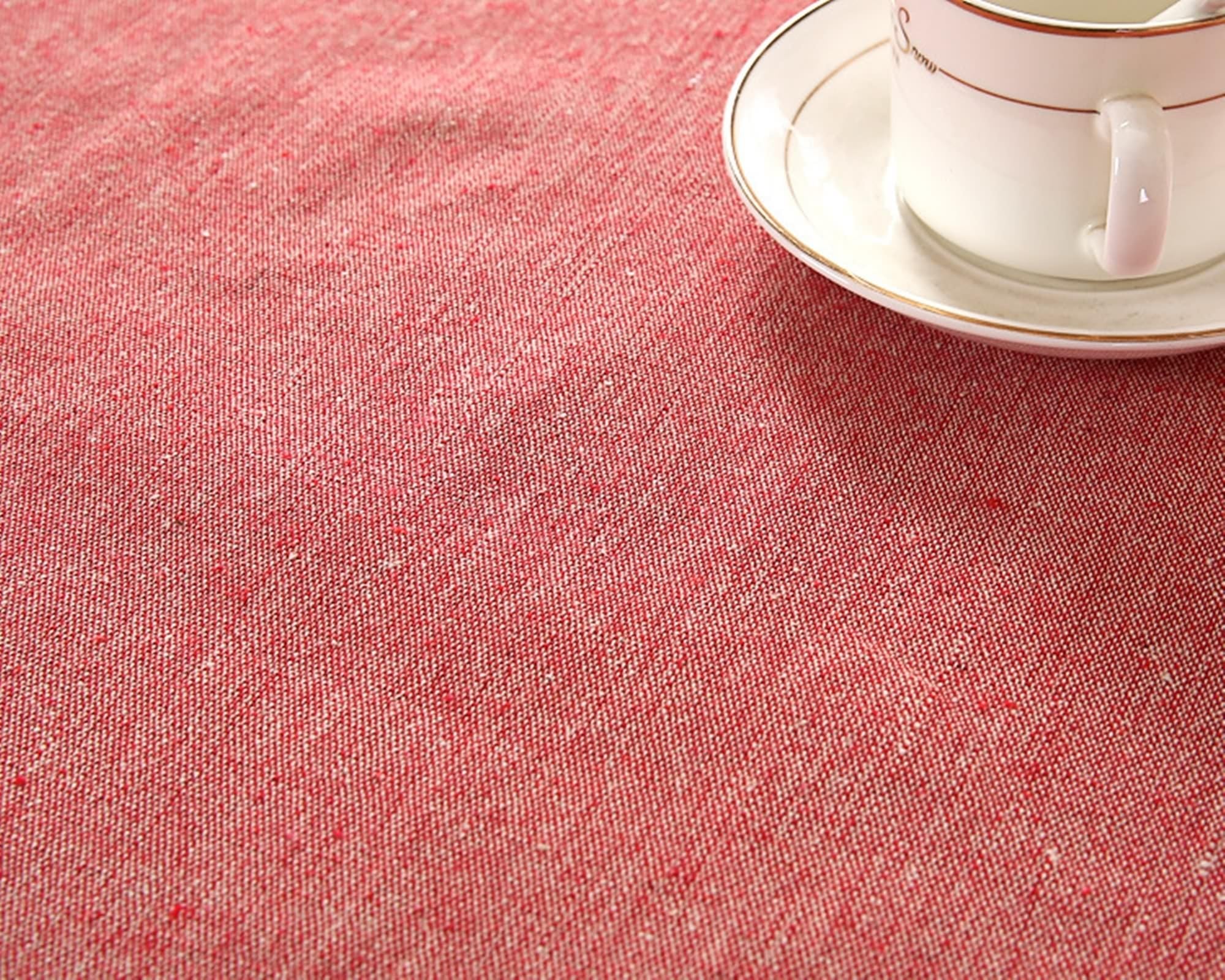 Nappe 140 x 200 cm Nappe en coton lin Couleur unie Rouge pastèque Nappe d'extérieur Rectangle