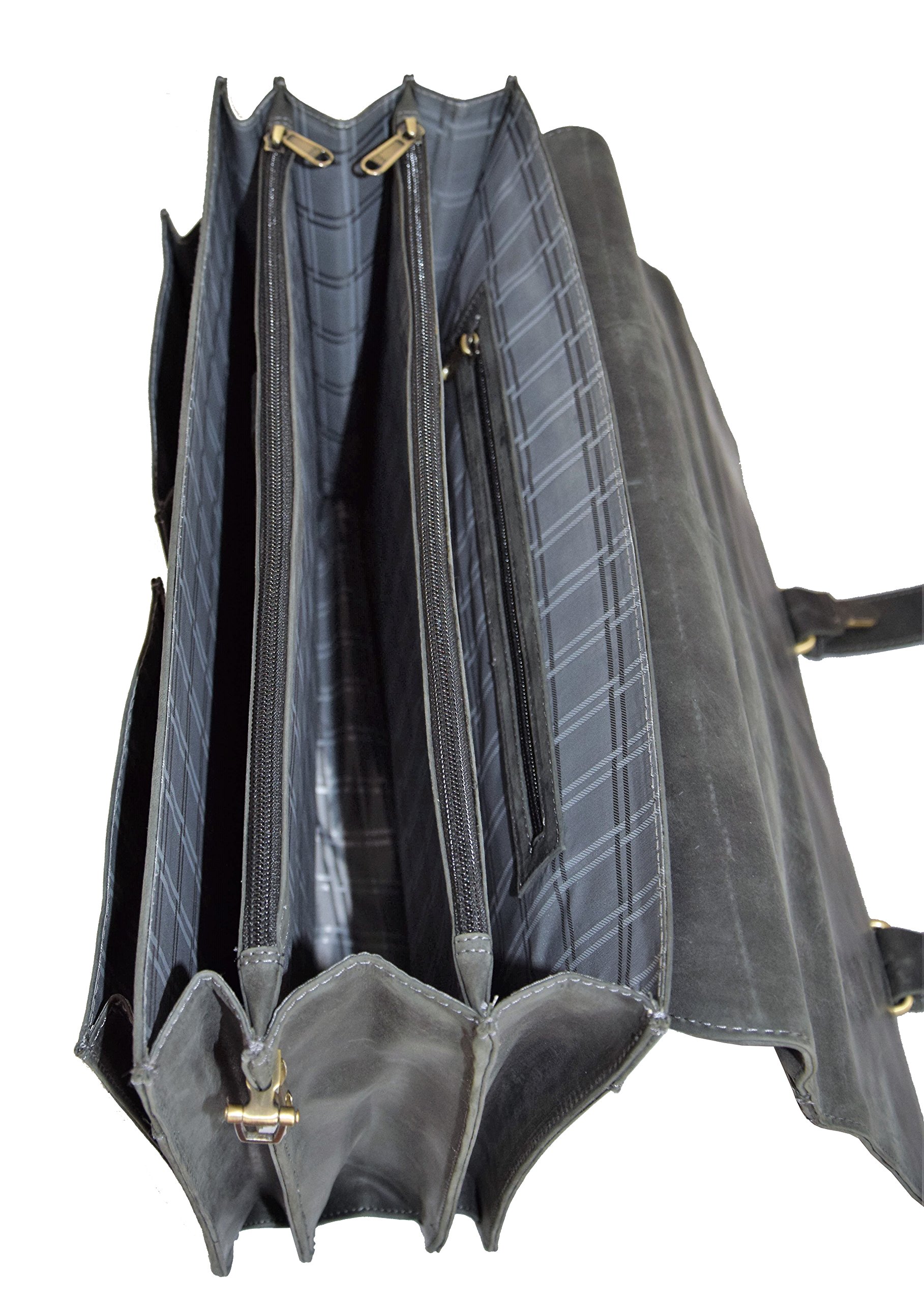 Menzo Maletín de piel auténtica para portátiles de hasta 15 pulgadas, estilo vintage, para hombre y mujer, ideal para la escuela, la universidad o el trabajo, Negro , Small