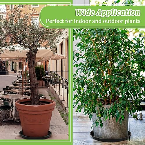 Miniatura 7 de Eccliy 12 platillos de plástico para plantas, bandeja redonda para plantas, maceta grande resistente, bandejas de agua, platos gruesos de goteo para