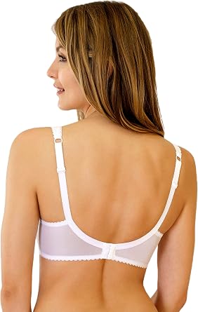Rosme Women's Balconette Bra with Push Up Effect Plus Size Sexy Lace Demi Half Cup Bra Underwired Low Cut Mesh Bras Annija