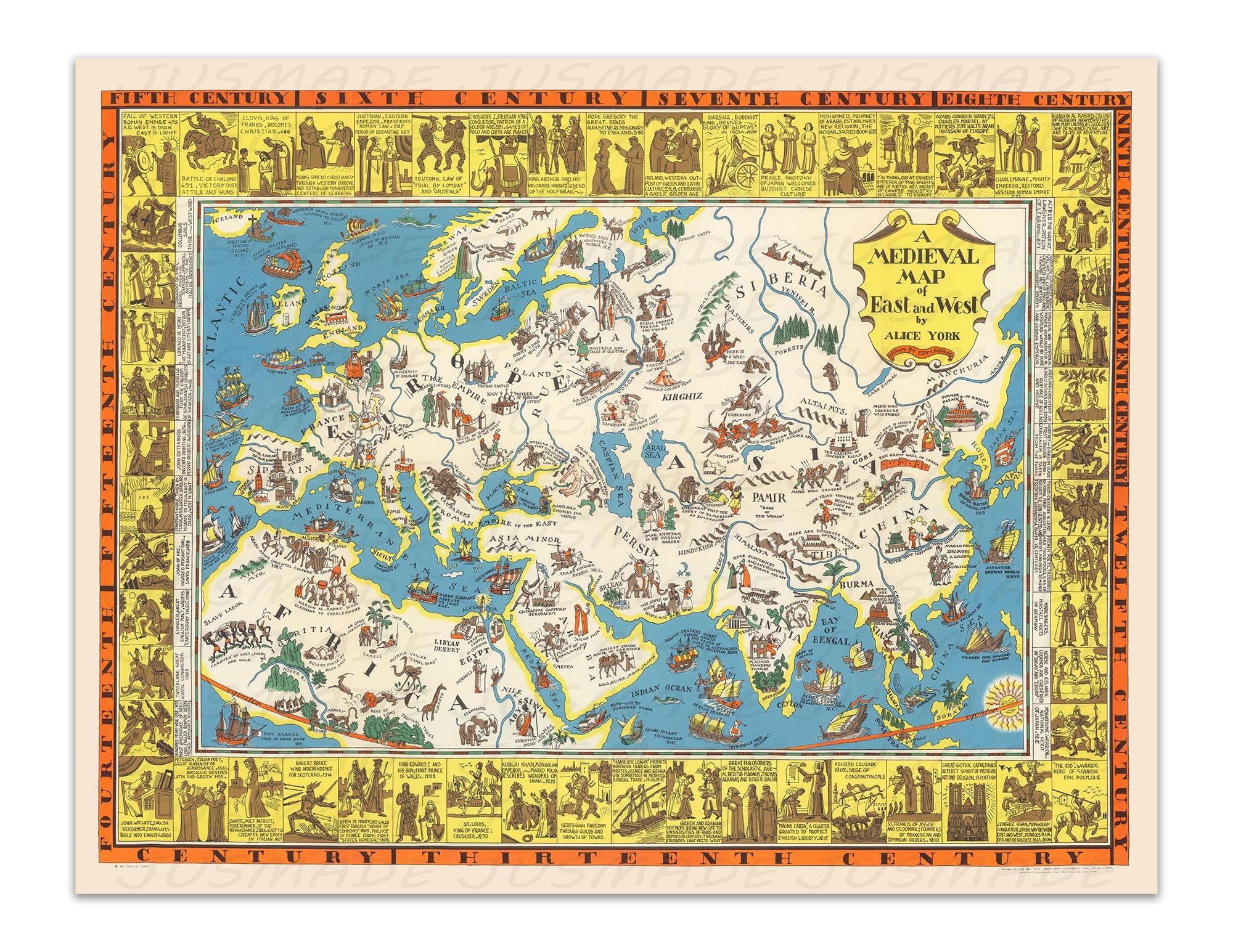 Medieval Map of East & West Print: Vintage Decor Review