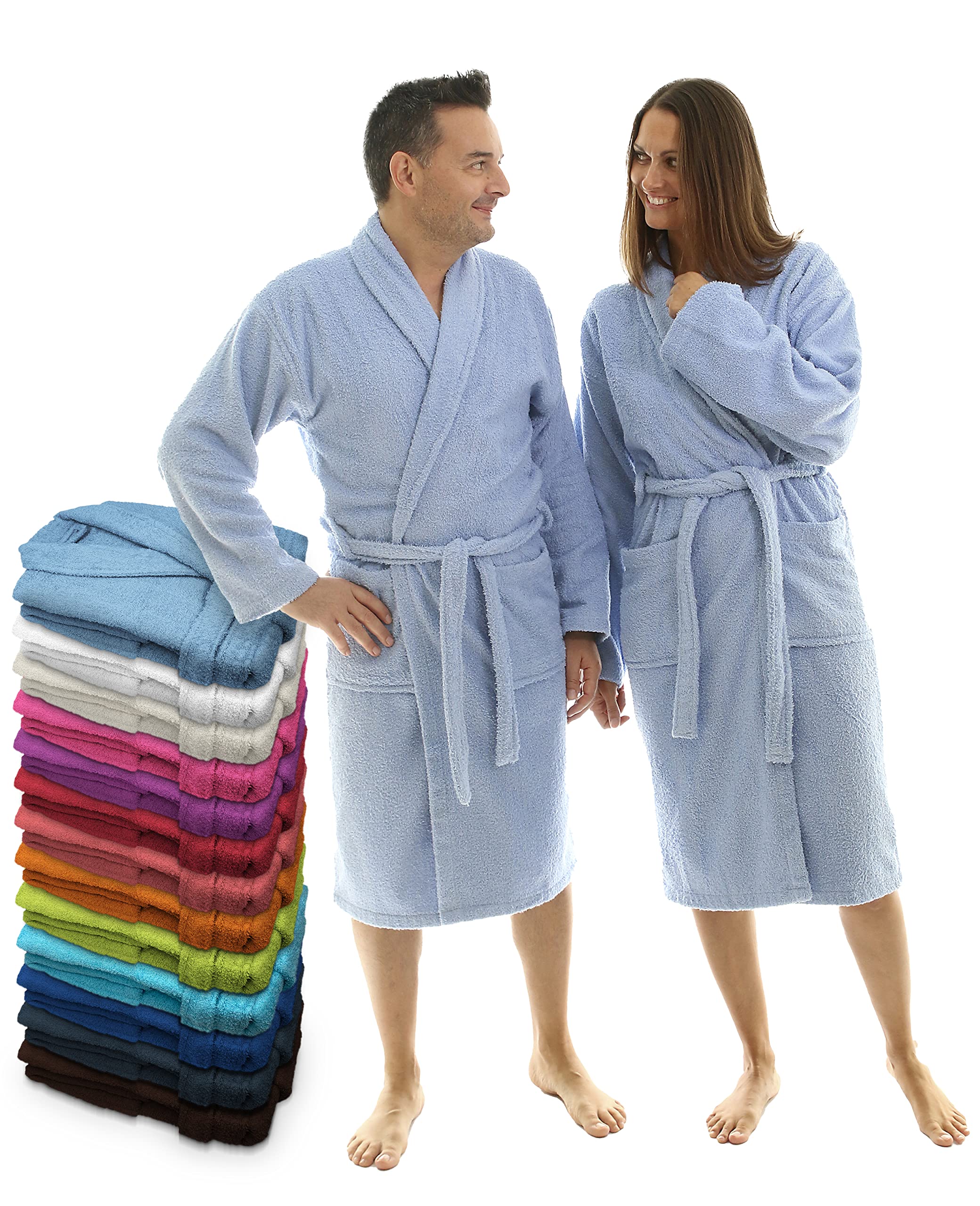 LEBENGOOD Badjas Dames 100% Katoen OEKO-TEX, Amerikaanse badstof 450 gsm, Jeugd, Douche, Zwembad, Bad, Unisex, Heren, Maten S M L XL XXL 3XL (XXL, Koraal