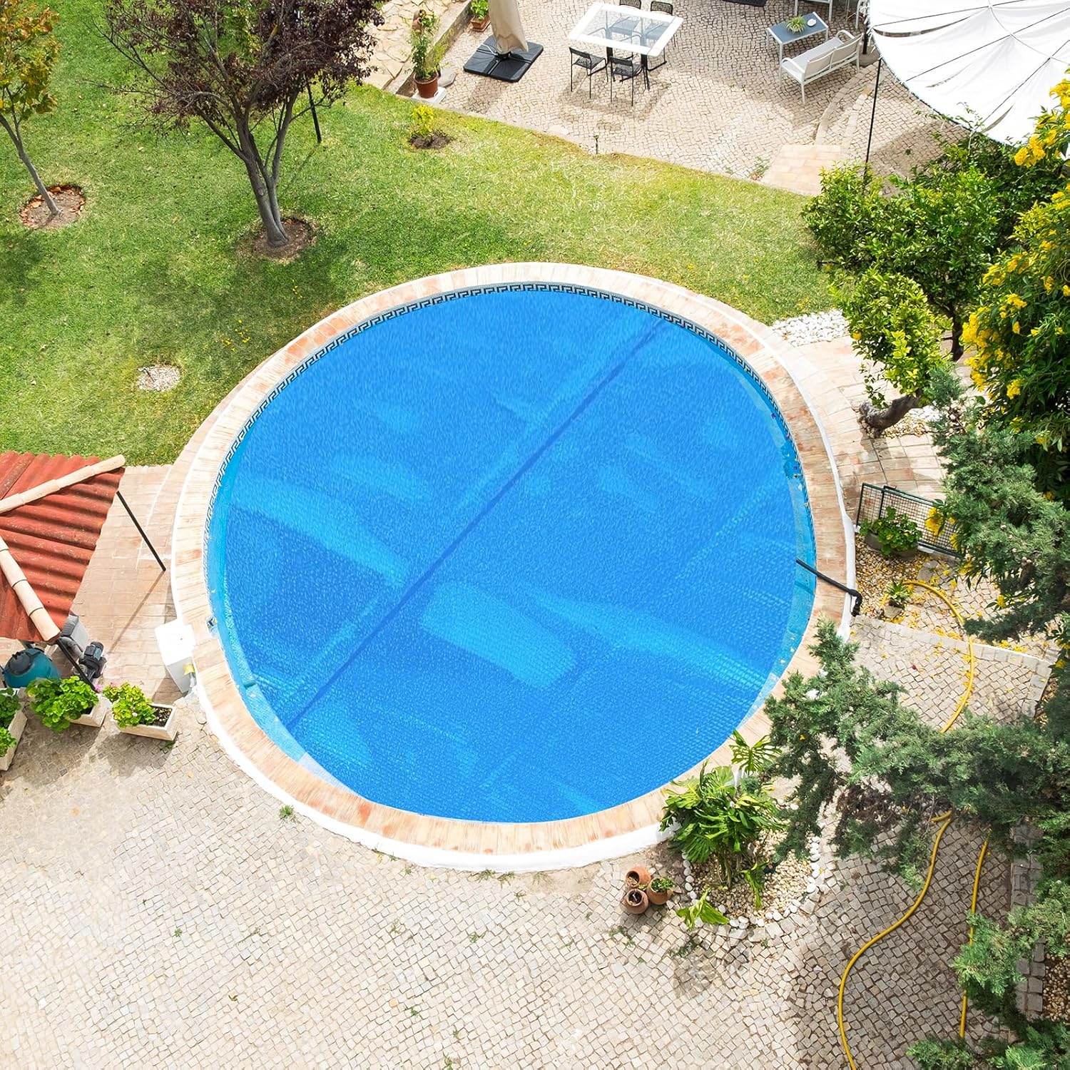 VINGLI Premium 12Mile Solar Pool Cover – 24FT Round Solar Blanket for Inground & Above-Ground Pools, Ultra-Durable Blue Bubble Design