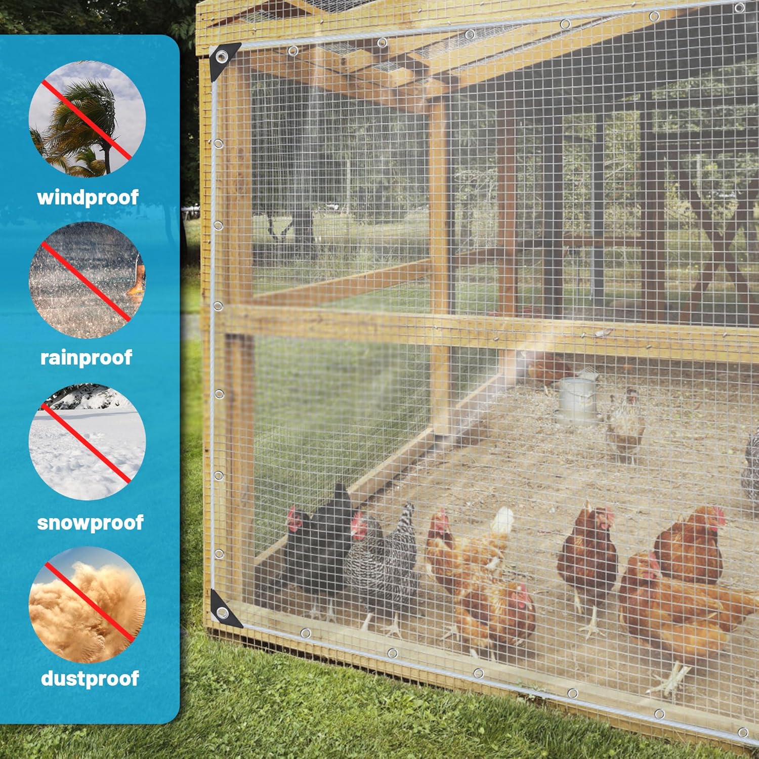 Clear Tarp 8' x 10' Tarps 17 Mil Heavy Duty Waterproof Tarp with Grommets, Thickened Plastic Transparent Tear Resistant PVC Vinyl Cover for Camping, Plants Greenhouse, Patio Outdoor