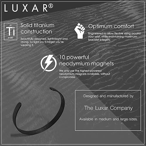 Vista 10 de LUXAR Pulsera de terapia magnética para hombre y mujer titanio sólido o cobre sólido sofisticado brazalete de titanio sólido con imanes