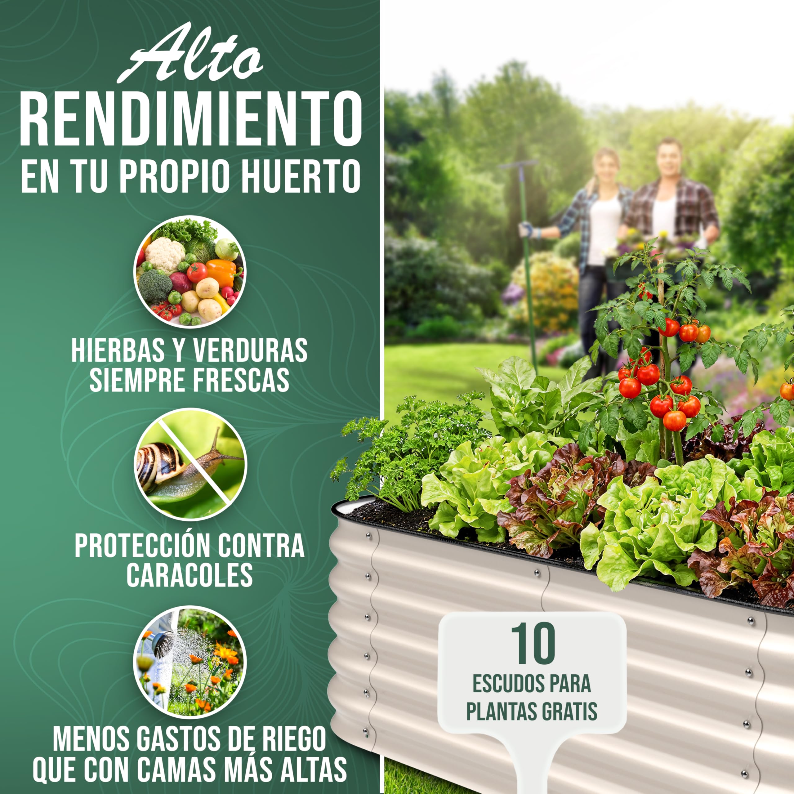 HOFGARTEN 200x60x42 cm Huerto Elevado Modular 6 en 1 de jardín, bancal Elevado de Metal con Base Abierta para Colocar sobre la Tierra, protección anticorrosión y Alta Estabilidad (Beige)