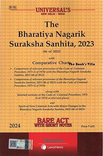 The Bharatiya Nagarik Suraksha Sanhita (BNSS) 2023 Bare Act 2024 EDITION Lexis Nexis (New Criminal Law)