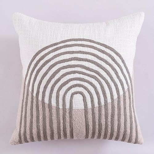 Miniatura 8 de Labhanshi Funda de almohada de arcoíris blanco y rosa funda de almohada bohemia para regalo de Año Nuevo 20 x 20 pulgadas